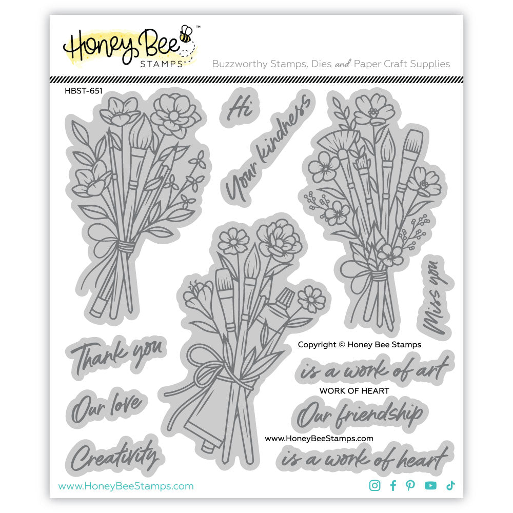 Honey Bee Work Of Heart Clear Stamps And Dies Bundle HBST-651