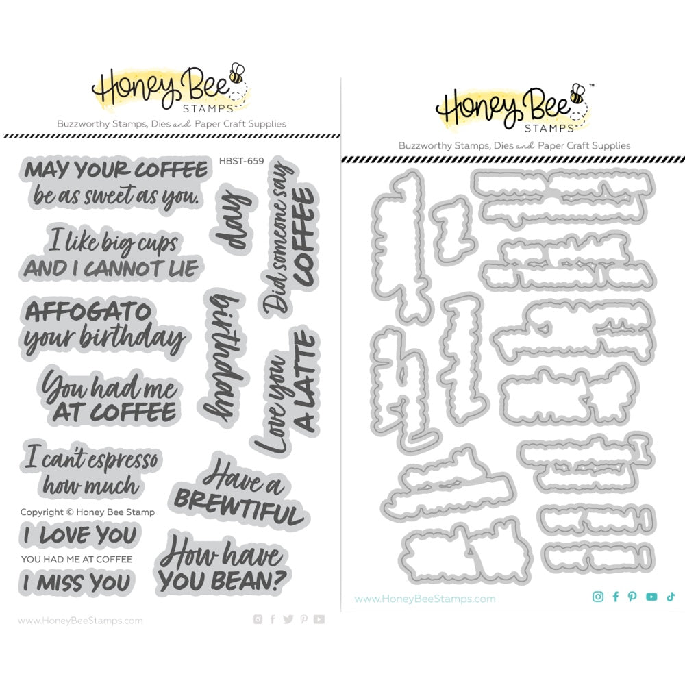 Honey Bee You Had Me At Coffee Clear Stamps And Dies Bundle