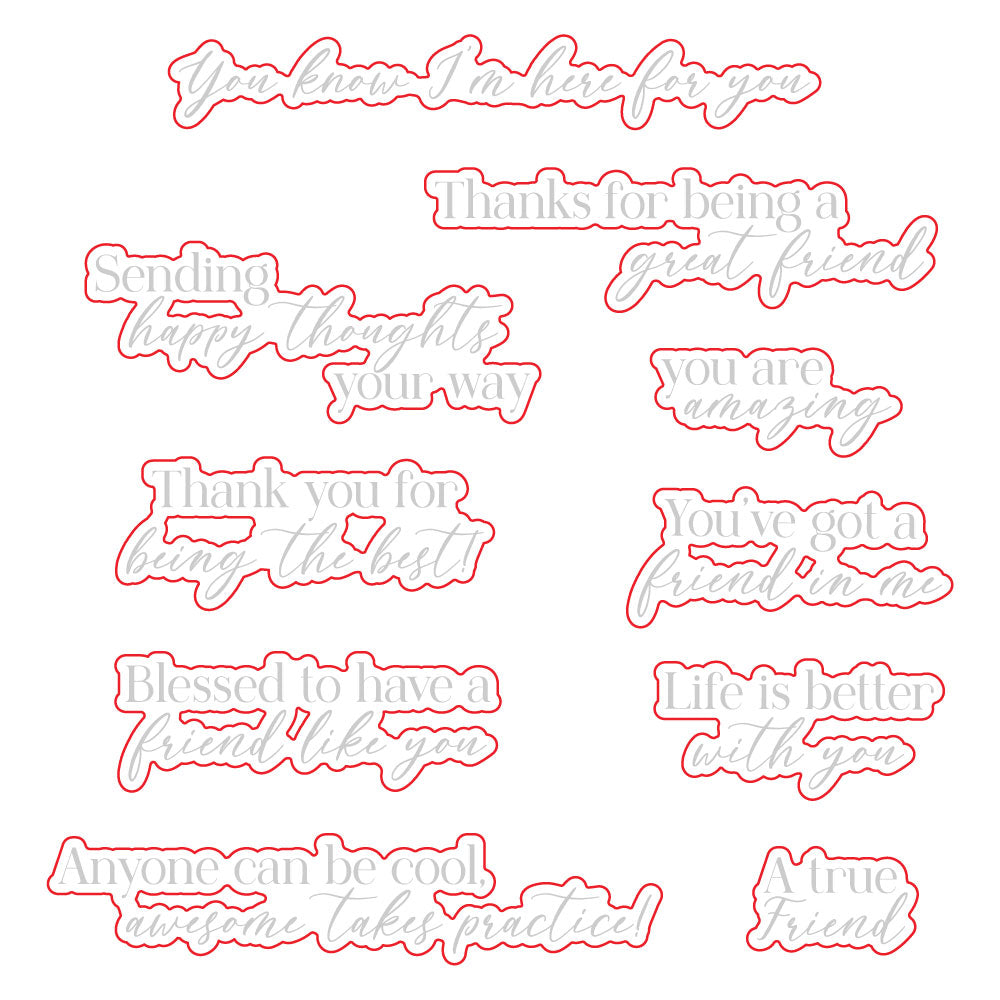Honey Bee You've Got A Friend Stamps And Dies Bundle die outlines with stamp mock up