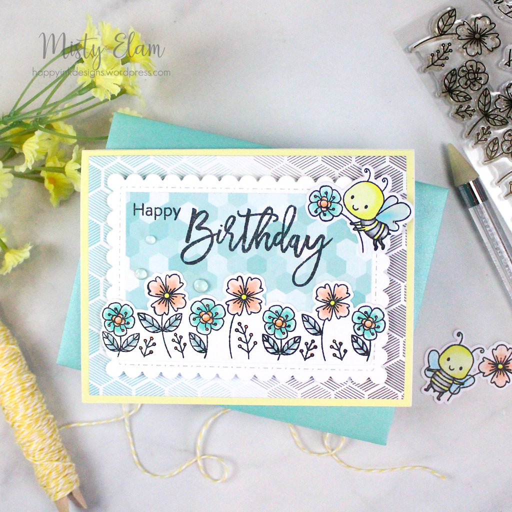 Honey Bee SWEET HONEY BEE Clear Stamp Set hbst-426 Happy Birthday Spring Card | color-code:ALT03