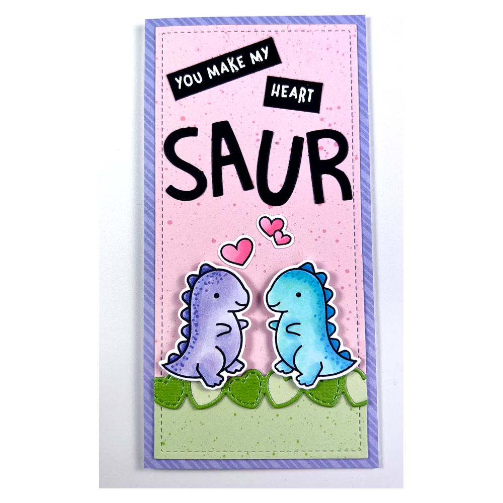 Lawn Fawn Rawr Flip-Flop Clear Stamps lf2741 You Make My Heart Saur