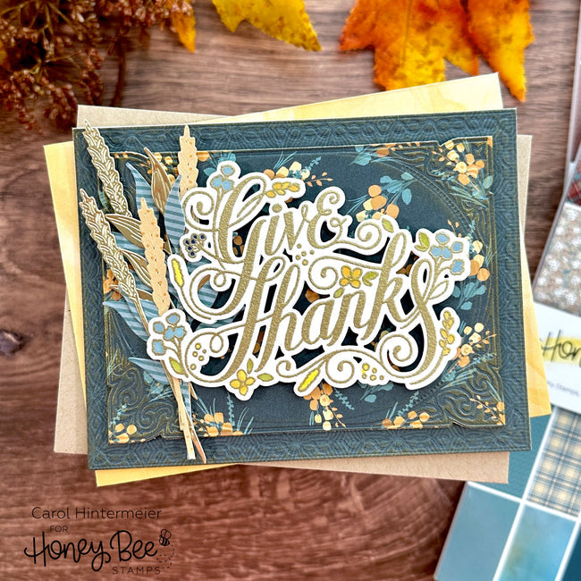 Honey Bee Give Thanks Layering Stencils hbsl-133 Thanksgiving Card
