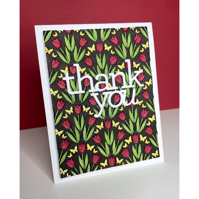 Simon Says Stamp Embossing Folder Floral Butterfly Bouquets sf507 Favorite Things Thank You Card | color-code:ALT02