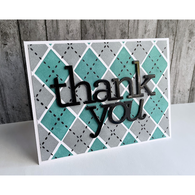 Simon Says Stamp Set of 3 Stencils Argyle Builder 1075st Rain or Shine Thank You Card | color-code:ALT09