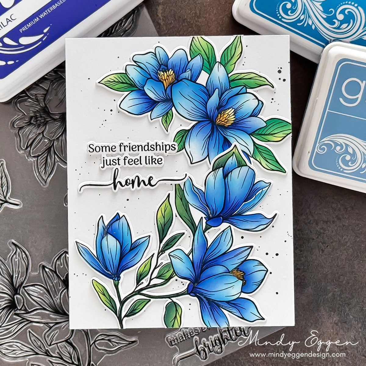 Gina K Designs Life’s Best Moments STAMPtember Exclusive Stamps 2505ssc Floral Friend Card Spectacular Blue