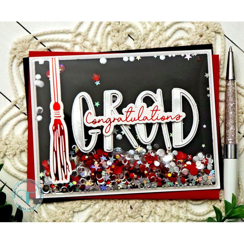 Trinity Stamps ROCK CANDY CONFETTI Embellishment Box 868741 Congratulations Grad Shaker Card | color-code:ALT03