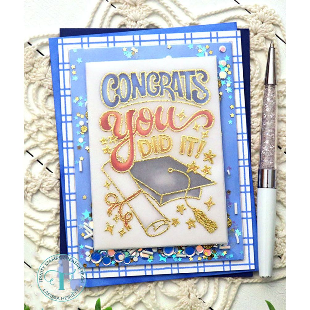 Trinity Stamps Heavenly Skies Confetti Embellishment Box tsb-380 Congrats Grad Shaker Card | color-code:ALT01