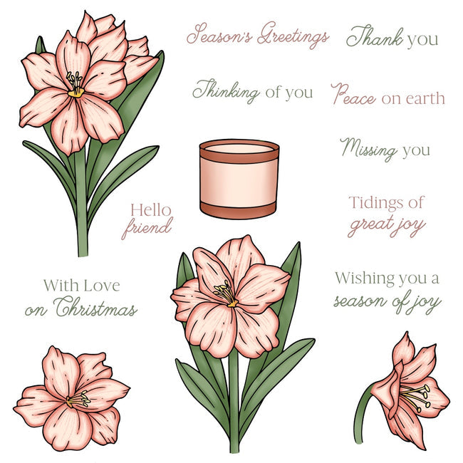 Honey Bee Holiday Blooms Clear Stamps hbst-512