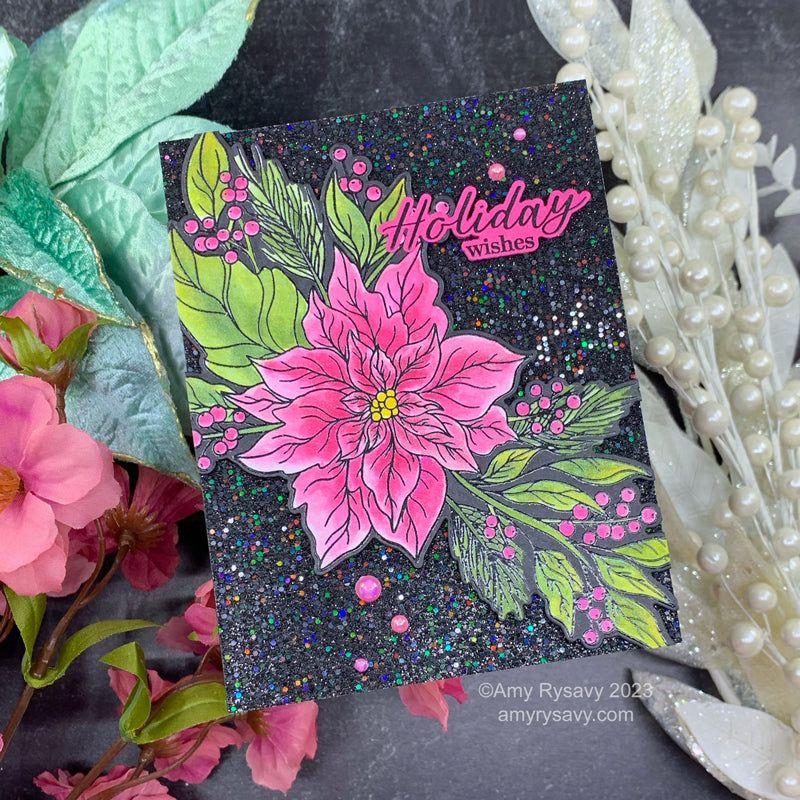 Tim Holtz Distress Bubbling Cauldron Mica Stain Ranger Holiday Wishes Floral Card | color-code:ALT03
