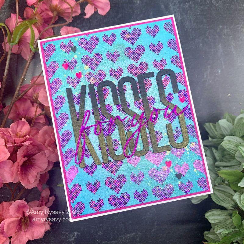 Tim Holtz Distress Merry Mint Mica Stain Ranger Kisses For You Heart Card | color-code:ALT03
