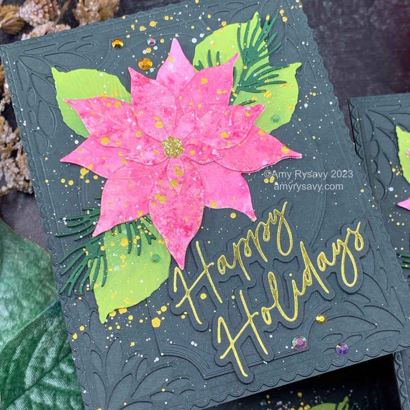 Tim Holtz Distress Cocktail Party Mica Stain Ranger Christmas Poinsettia Card | color-code:ALT02