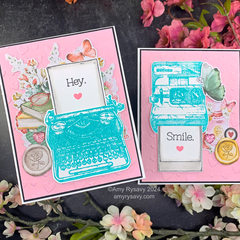 Simple Stories Vintage Love Story Bits And Pieces 21422 Typewriter and Camera Cards | color-code:ALT01