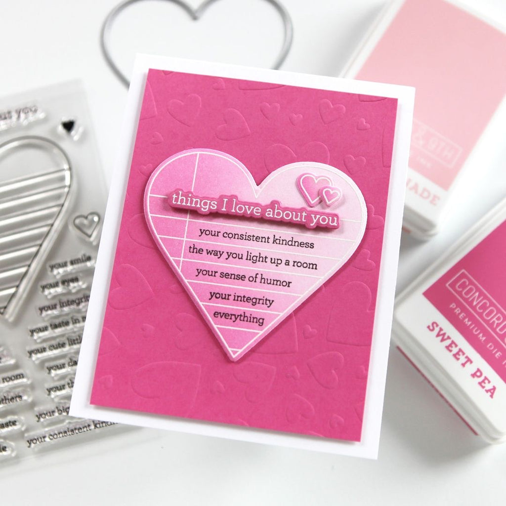 CZ Design Clear Stamps Noted Heart cz384c Smitten Love Card | color-code:ALT02