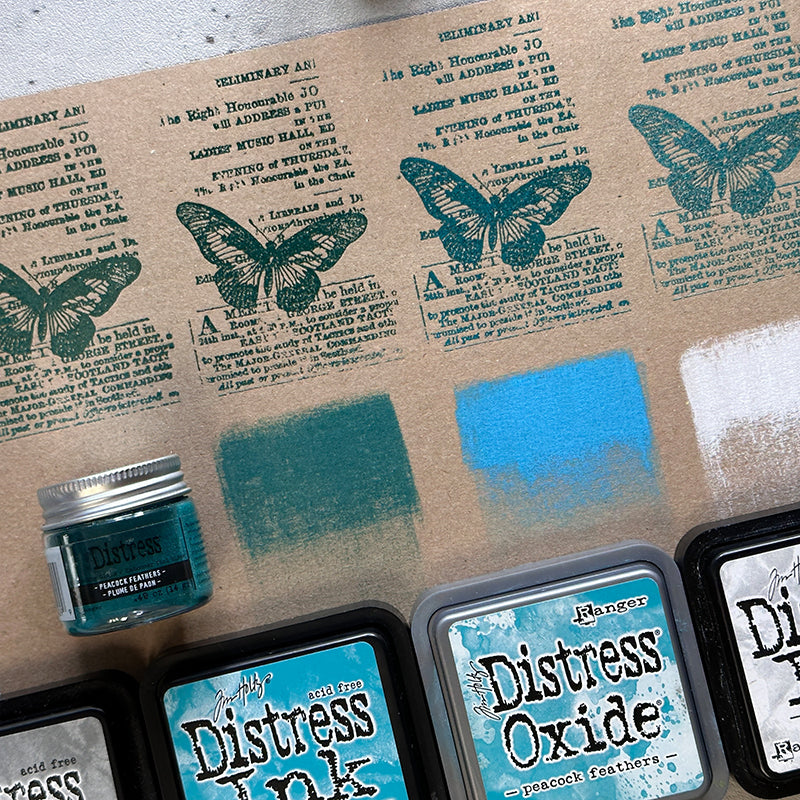 Tim Holtz Distress Embossing Glaze Peacock Feathers Ranger tde84099 Color Swatch Comparisons | color-code:ALT05