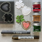 Tim Holtz Distress Embossing Glaze Abandoned Coral Ranger tde84051 Sharmrock and Heart Project | color-code:ALT06