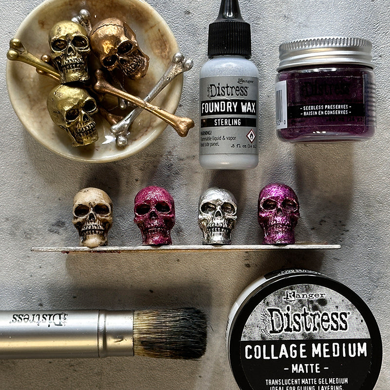Tim Holtz Distress Embossing Glaze Seedless Preserves Ranger tde79200 Colored Skulls Project | color-code:ALT05