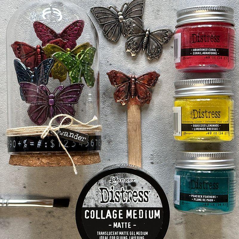Tim Holtz Distress Embossing Glaze Abandoned Coral Ranger tde84051 Butterfly Dome Project | color-code:ALT07