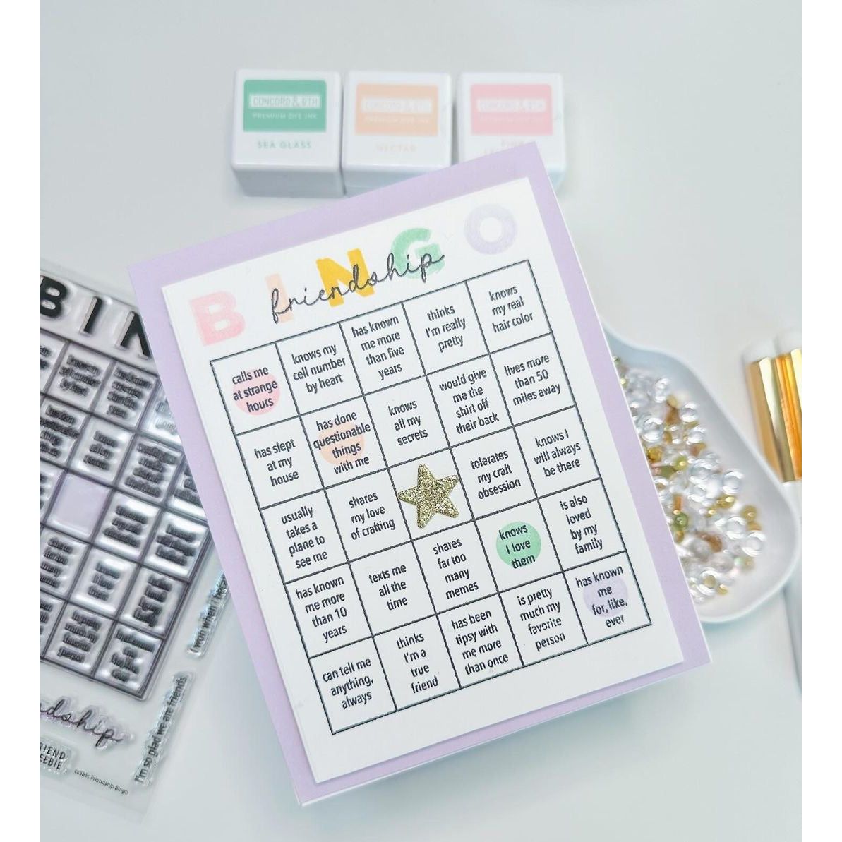 CZ Design Stamps And Dies Friendship Bingo Friend Card