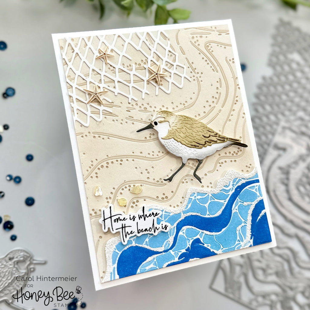 Honey Bee Netting A2 Cover Plate Die hbds-neta2c Home Is Where The Beach Is Card