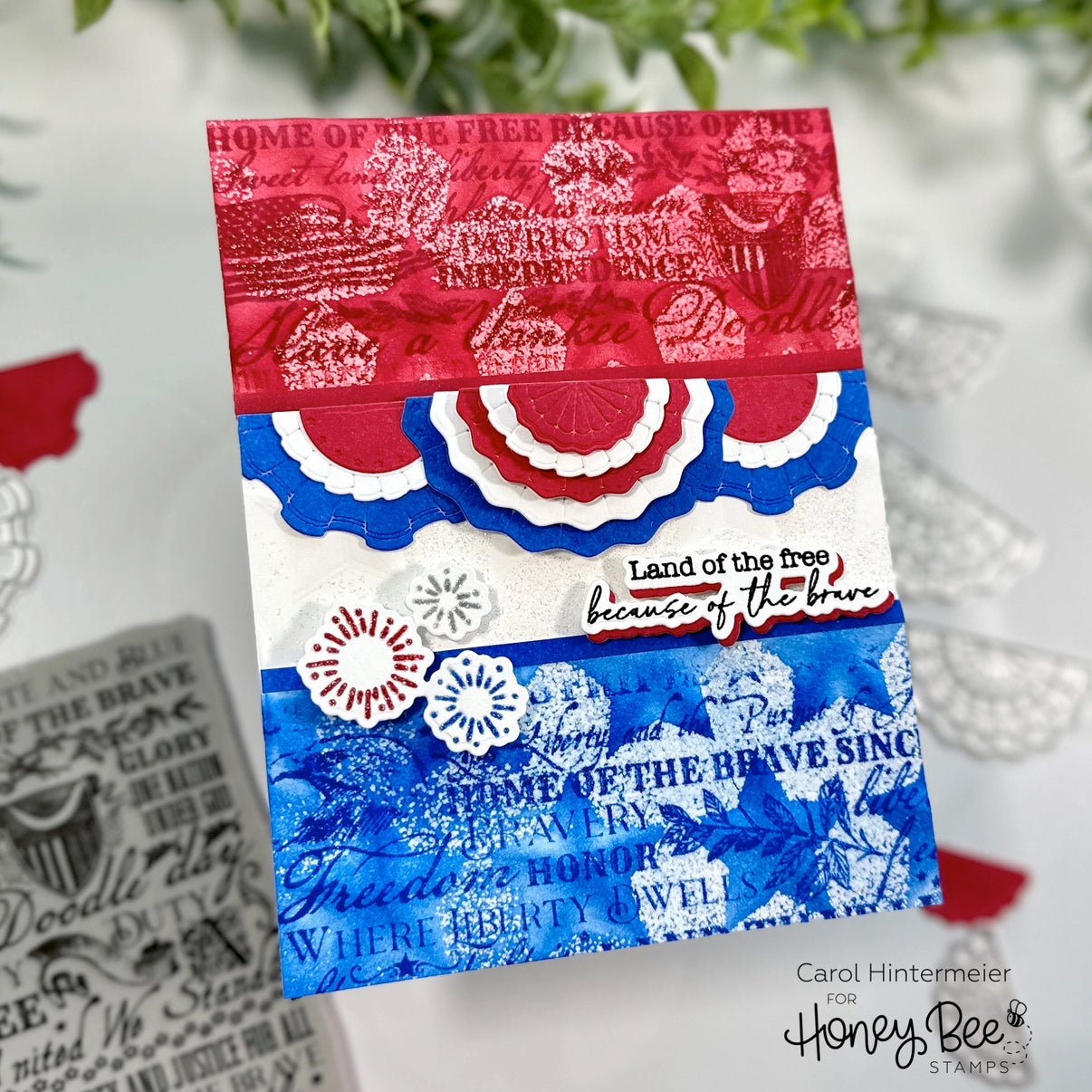 Honey Bee Land Of The Free Cling Stamp hbst-595 Land Of The Free Card