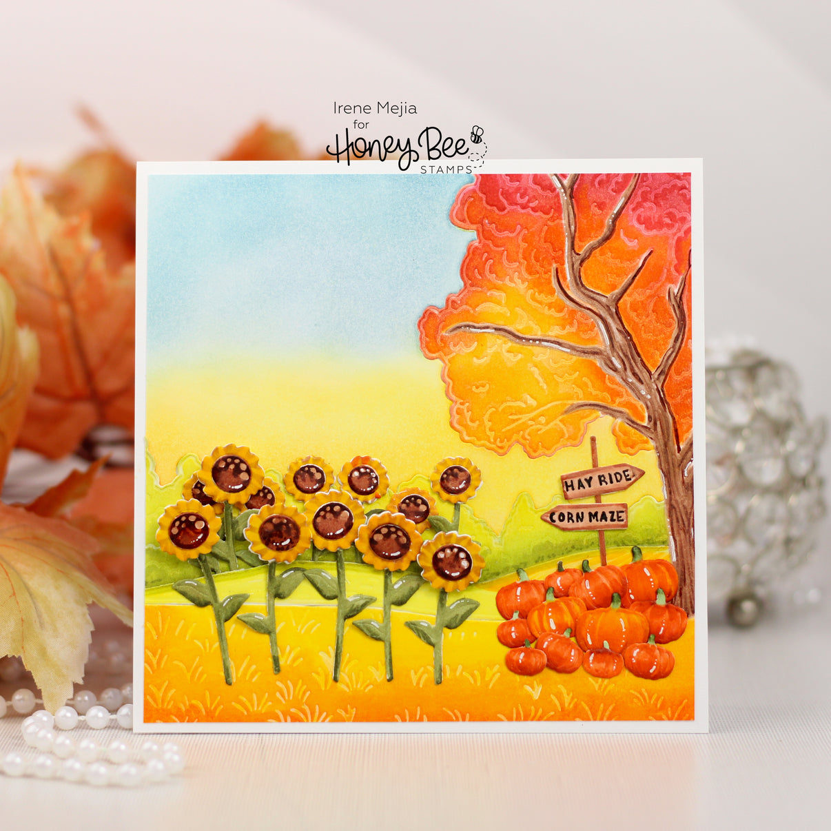 Honey Bee Farmhouse Fields Pumpkin Patch Add-On Dies hbds-ffppao Golden Autumn Card