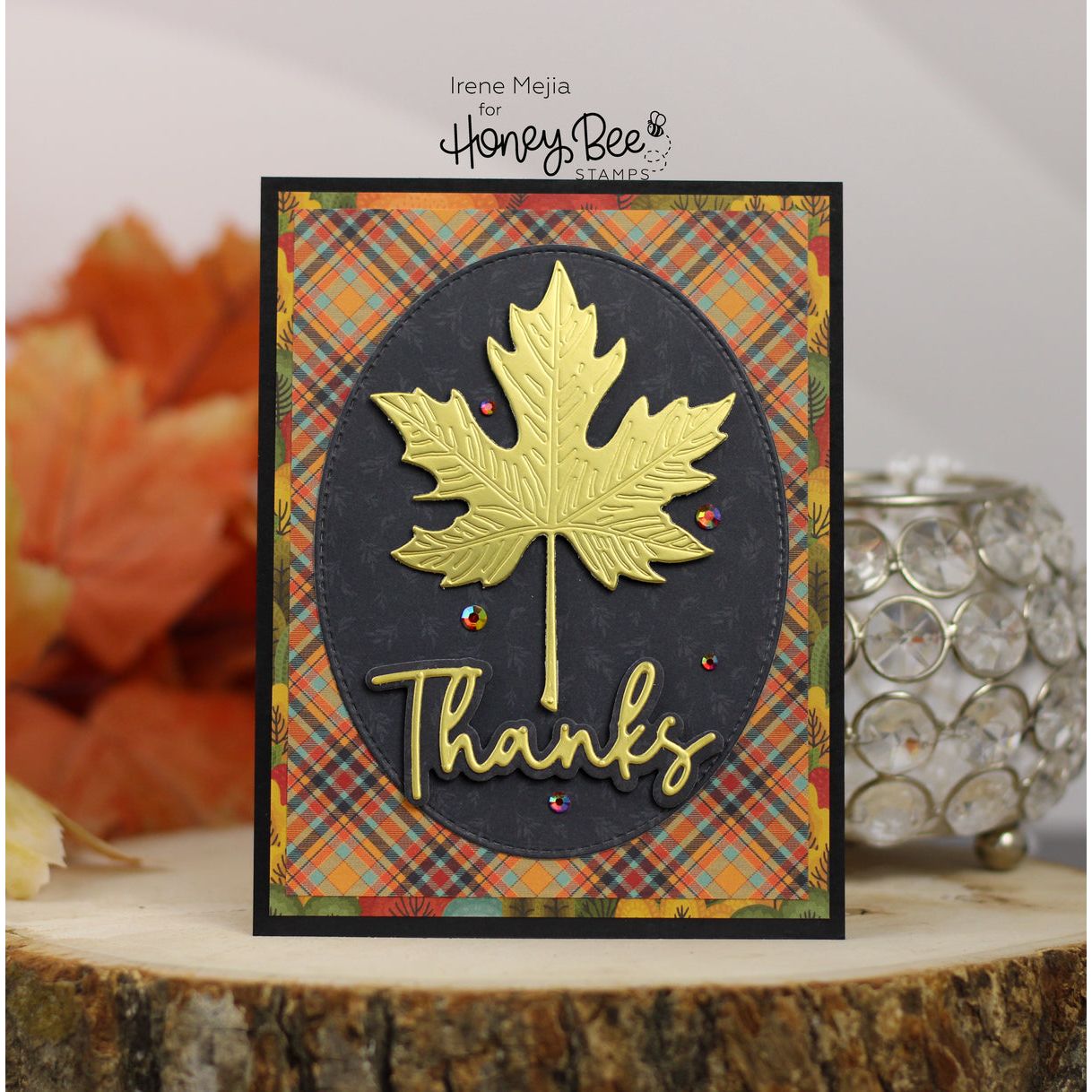 Honey Bee Great Greetings Everyday Dies hbds-ggevdy Autumn Leaf Card