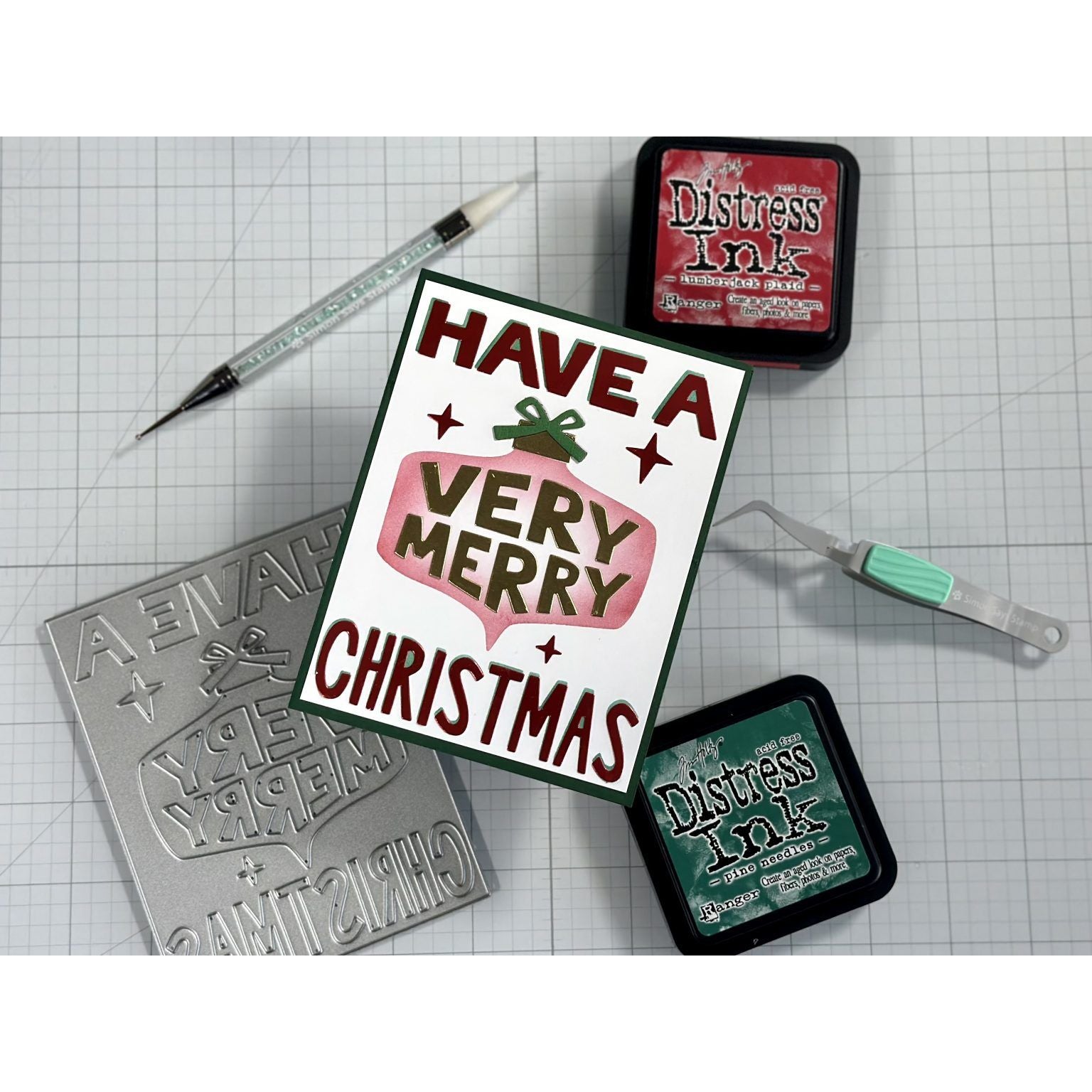 Tim Holtz Distress Ink Pad LUMBERJACK PLAID Ranger tim82354 Very Merry Card | color-code:ALT4