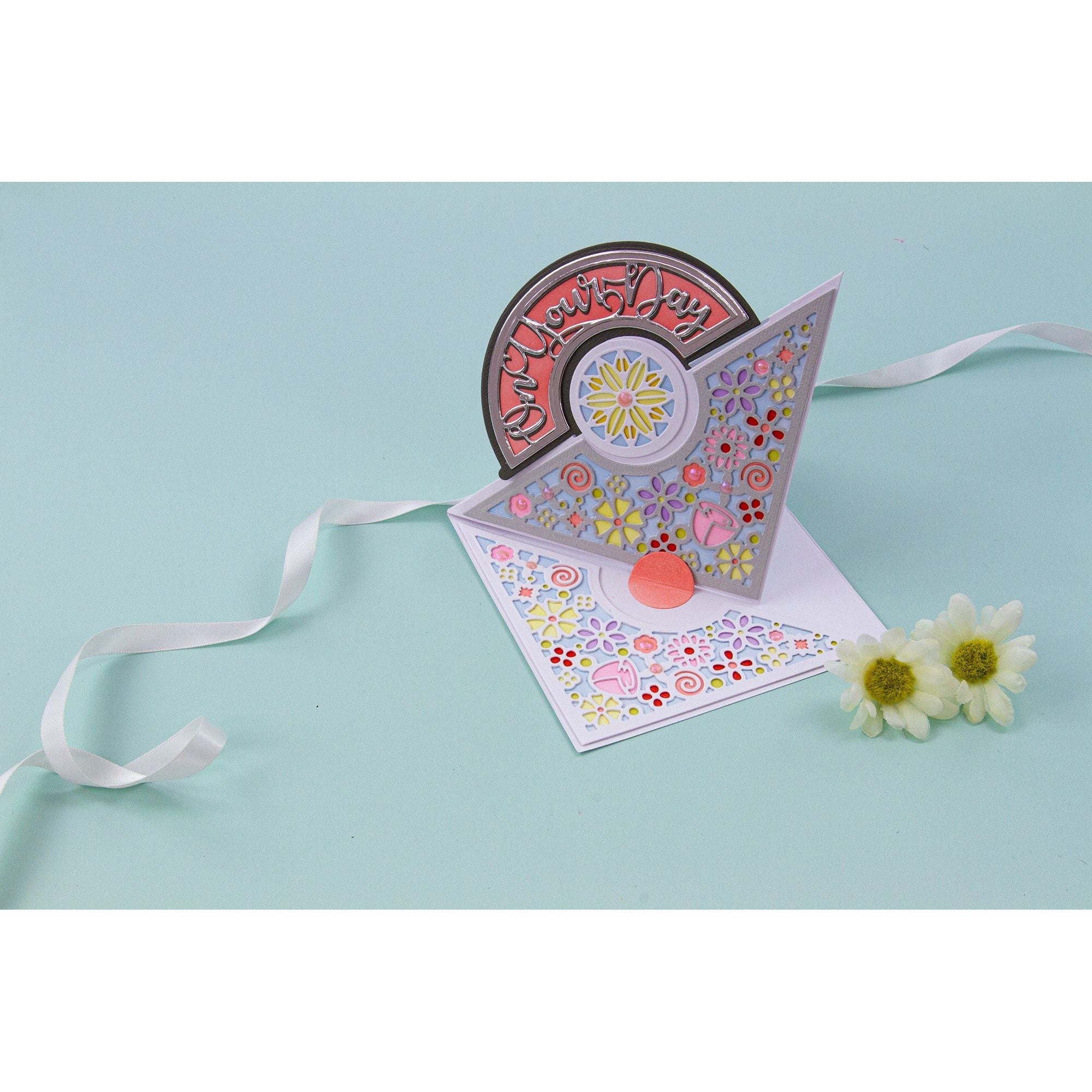 Tonic Secret Circle Easel Card Dies 5302e on your day flower card