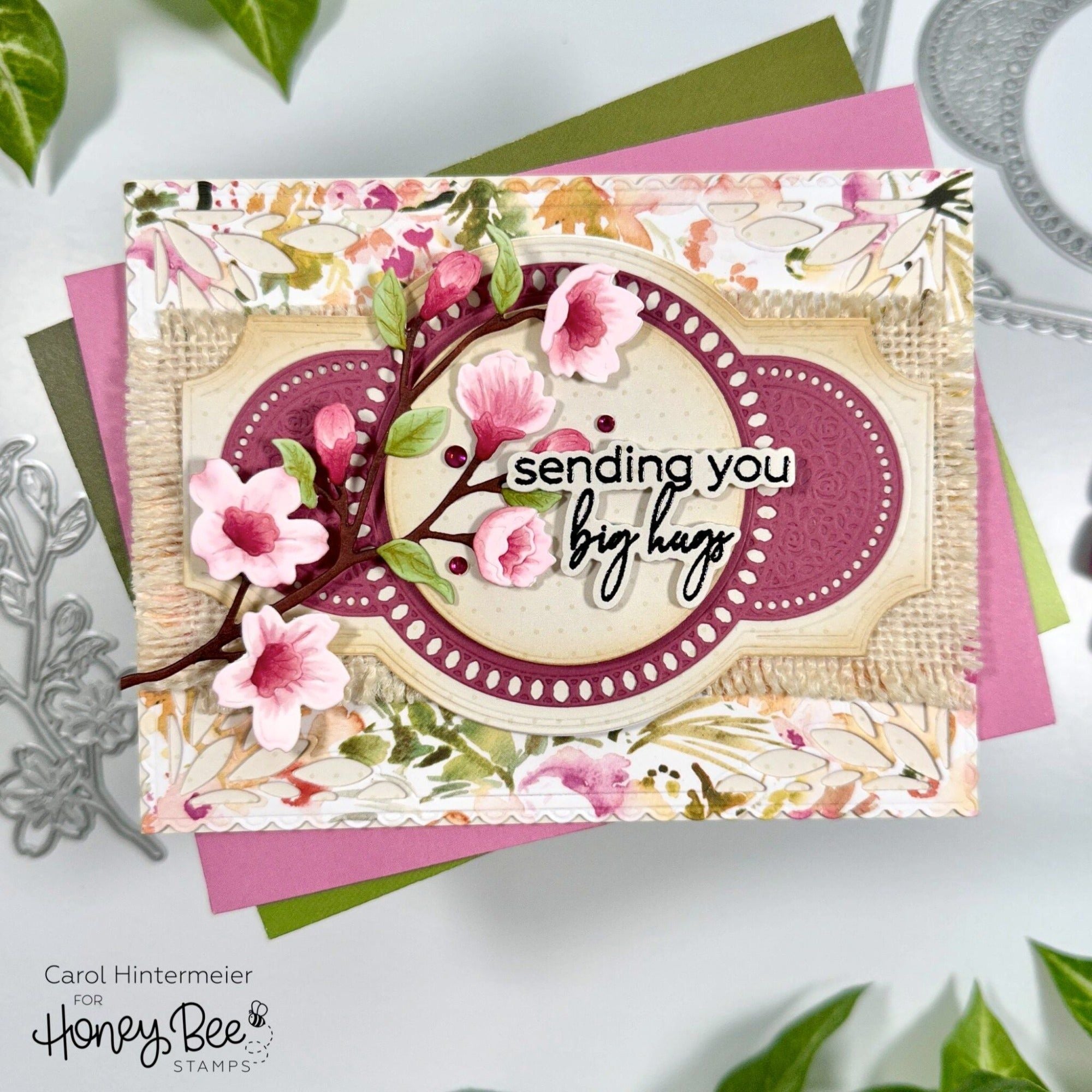 Honey Bee Spring Vine Layering Frames Dies hbds-svlfm Big Hugs Card | color-code:ALT04
