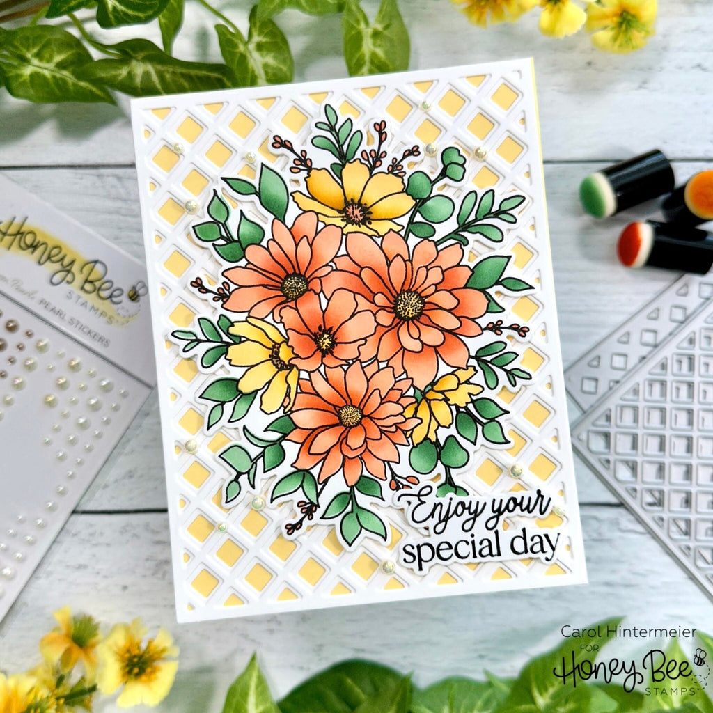 Honey Bee Daisy Layers Bouquet Clear Stamp Set hbst-478 Floral Special Day Card | color-code:ALT02