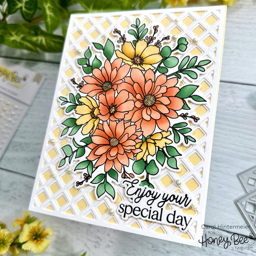 Honey Bee Daisy Layers Bouquet Dies hbds-478 Floral Special Day Card | color-code:ALT02