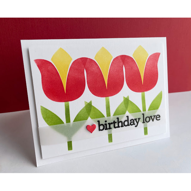 Simon Says Stamp Stencils Tulip Stem 1021stc Splendor Birthday Card | color-code:ALT03