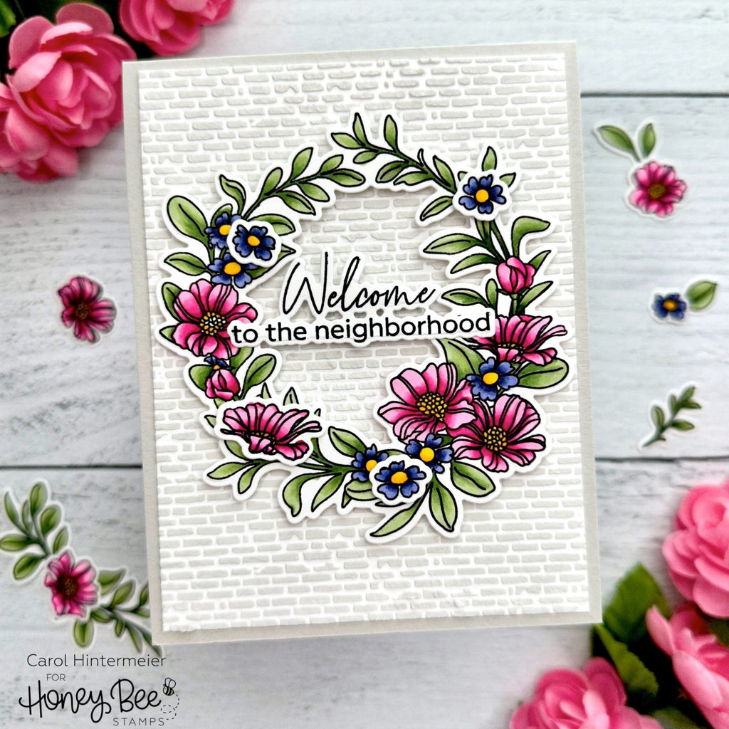 Honey Bee SALVAGED BRICK BACKGROUND Stencil hbsl-036 Neighborhood Welcome Card | color-code:ALT04