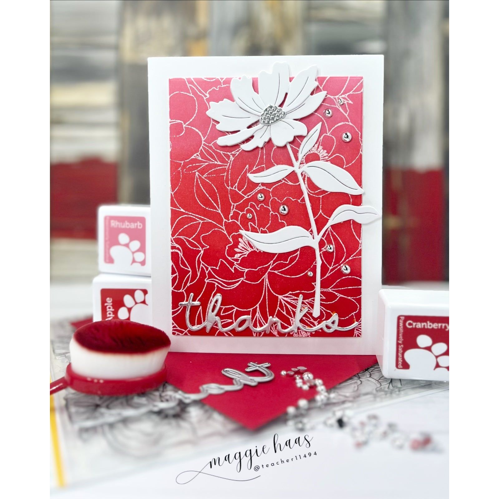 Simon Says Stamp Pawsitively Saturated Ink Cubes Reds and Browns ssc619 Happy Camper Thanks Card