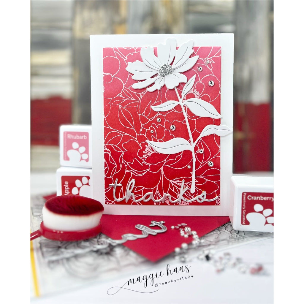 Simon Says Stamp Pawsitively Saturated Ink Cubes Reds And Browns and Gray Cube Holder set ssc619set Happy Camper Thanks Card