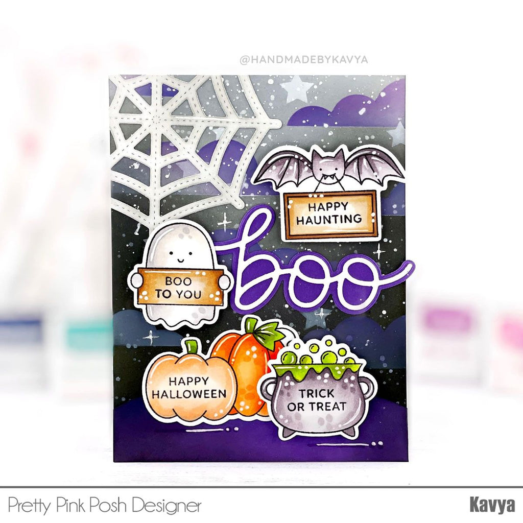 Pretty Pink Posh Halloween Signs Clear Stamps spider web