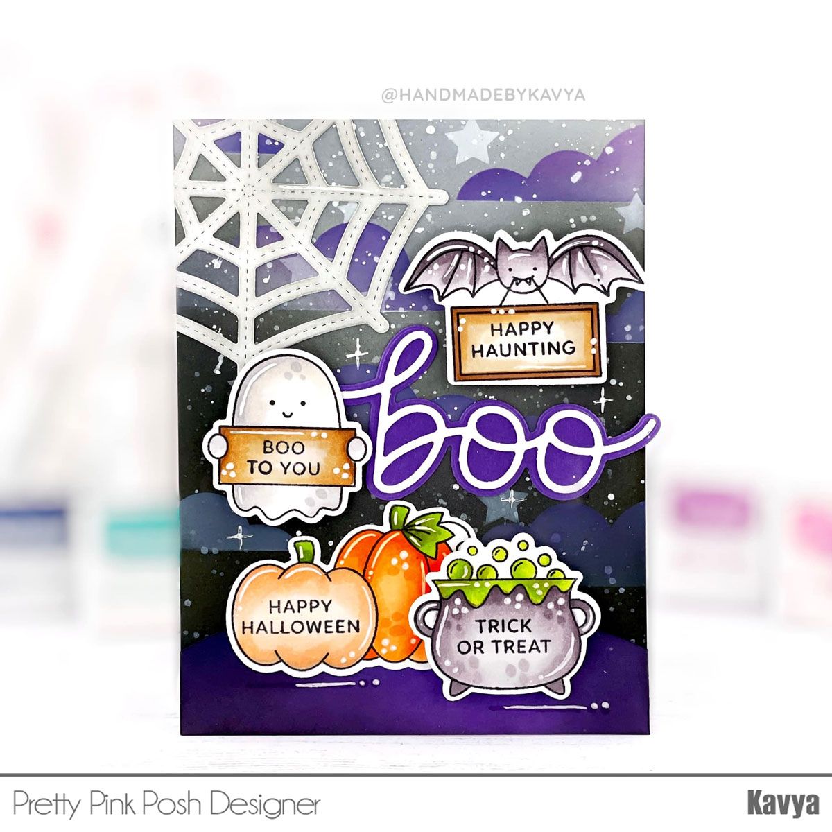 Pretty Pink Posh Halloween Signs Clear Stamps spider web
