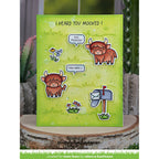 I Heard You Mooved! Moving Congratulations Card with Highland Cows and Mailbox in Pasture Scene