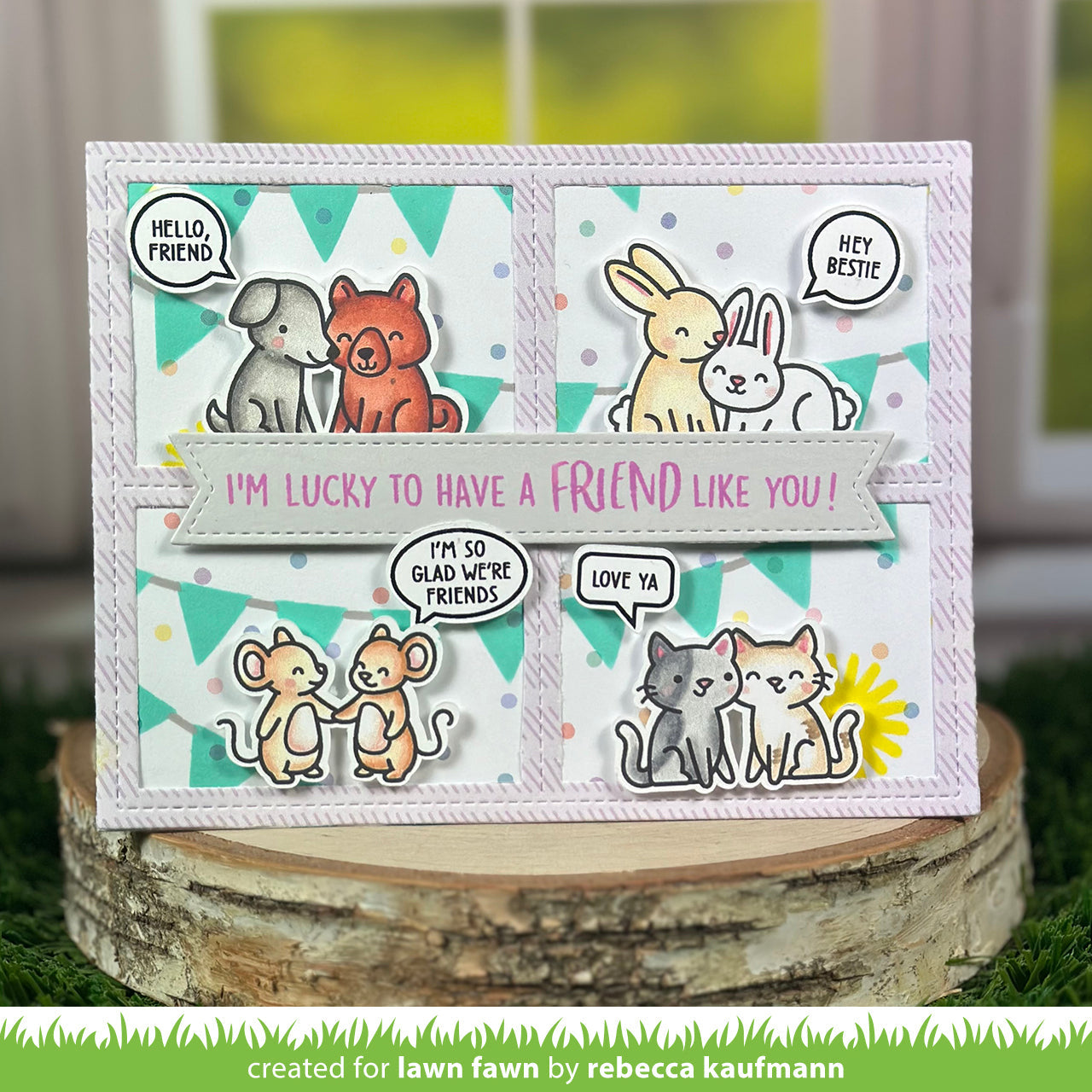 Lawn Fawn Set Happy Couples Clear Stamps and Dies I'm Lucky to have a friend like you | color-code:alt1