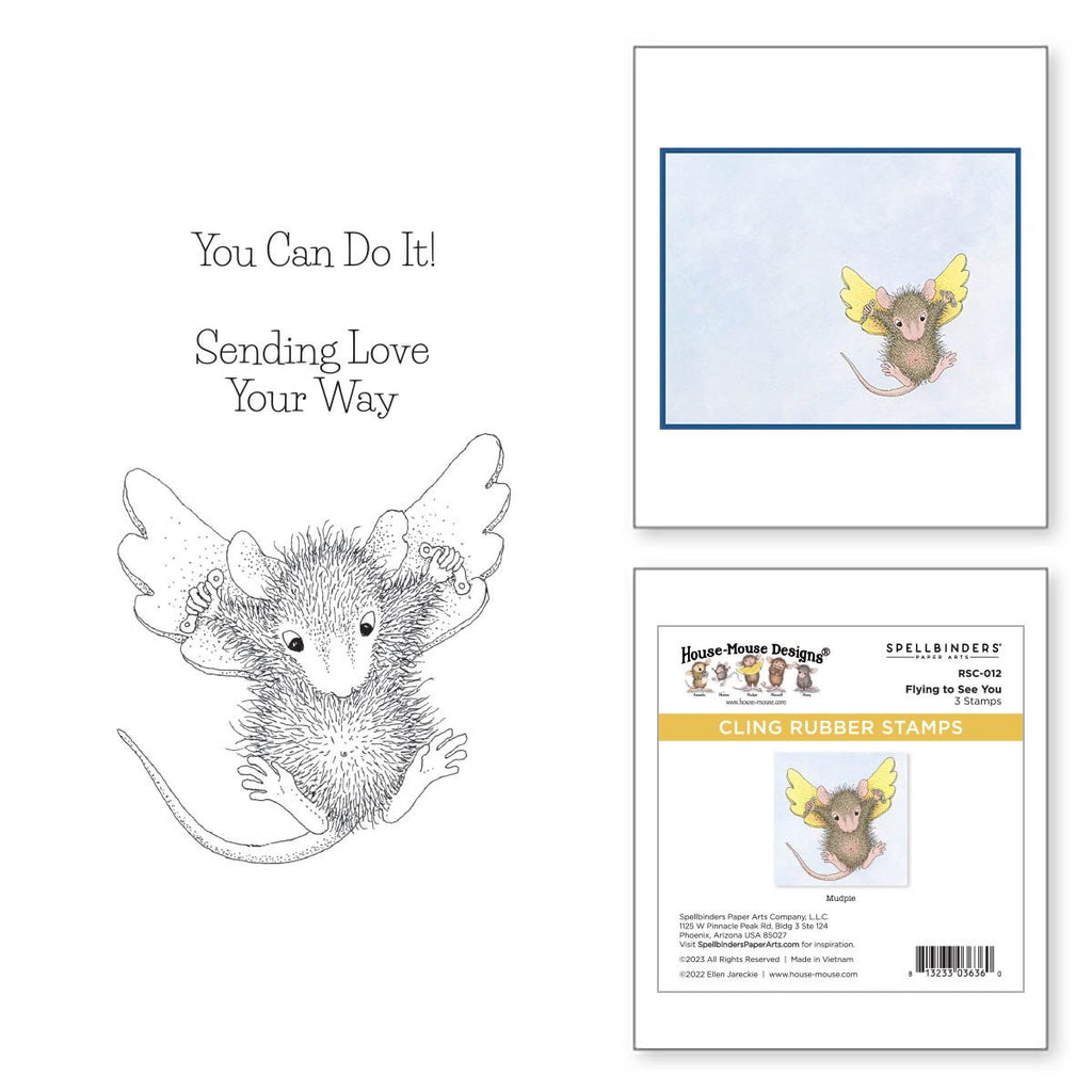 rsc-012 Spellbinders House Mouse Flying to See You Cling Rubber Stamps product image