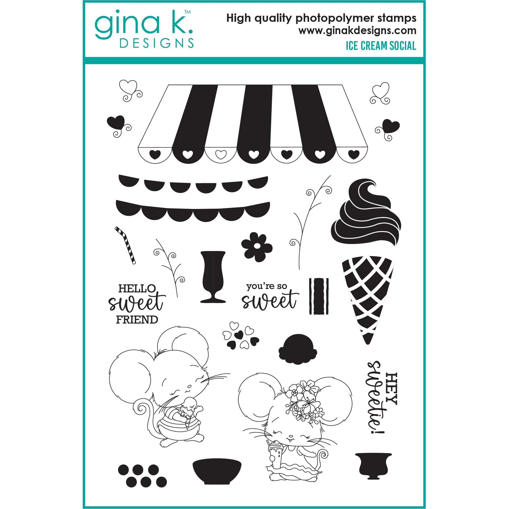 Gina K Designs Ice Cream Social Clear Stamps dg01