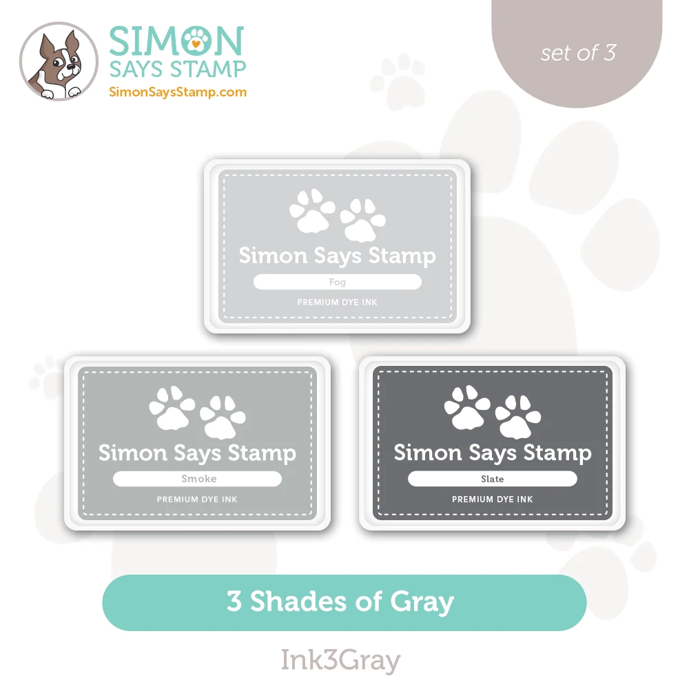 Simon Says Stamp Premium Dye INK PADS Set 3 SHADES OF GRAY INK3GRAY