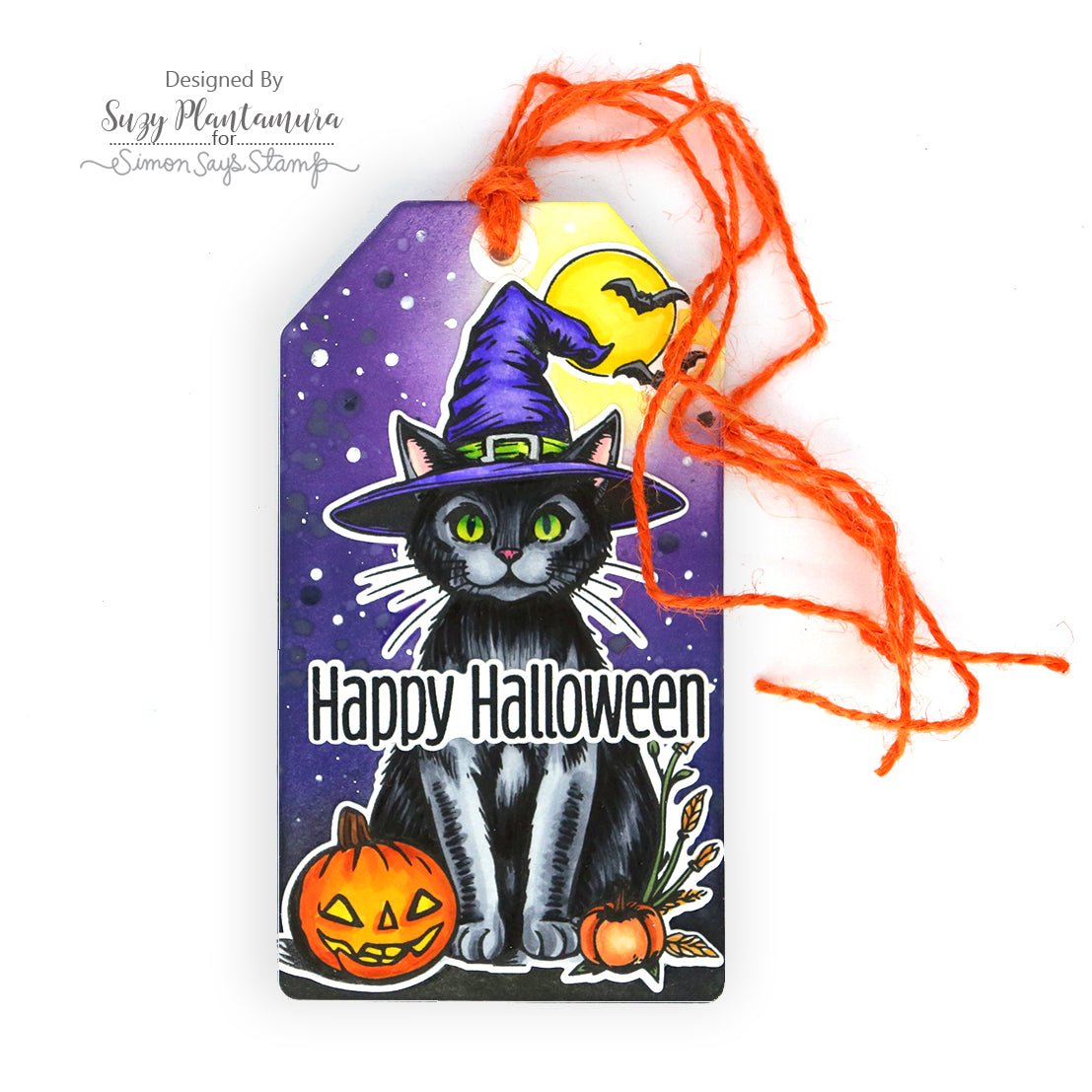 InkOn3 Witch Cat STAMPtember Exclusive Stamps and Dies Halloween Cat Tag Suzy Plantamura | color-code:ALT02