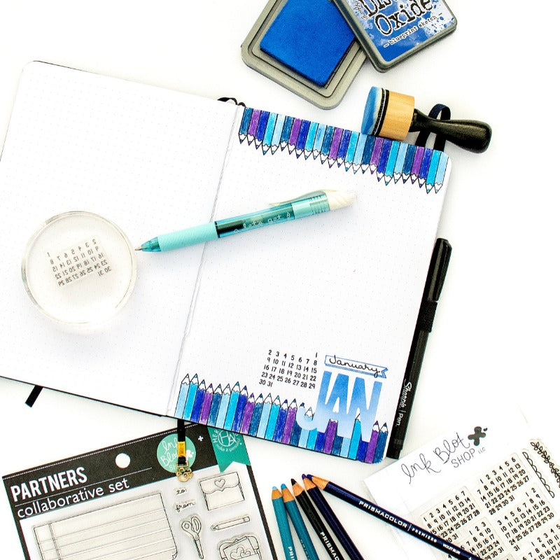 Ink Blot Shop Clear Stamp Set Date It Calendar Builder inbl033 Art Journal