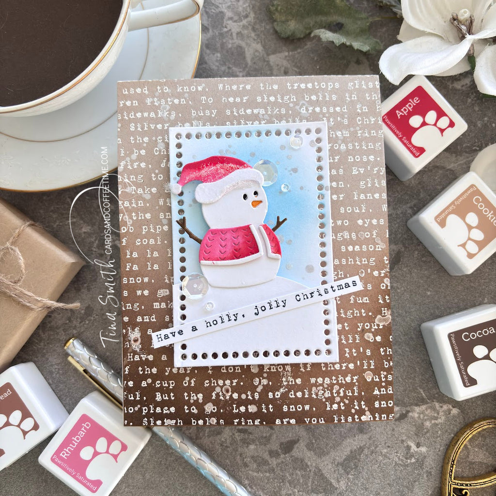 Simon Says Stamp Pawsitively Saturated Ink Cubes Reds and Browns and Gray Cube Holder set ssc619set Happy Camper  Snowman Card | color-code:ALT02