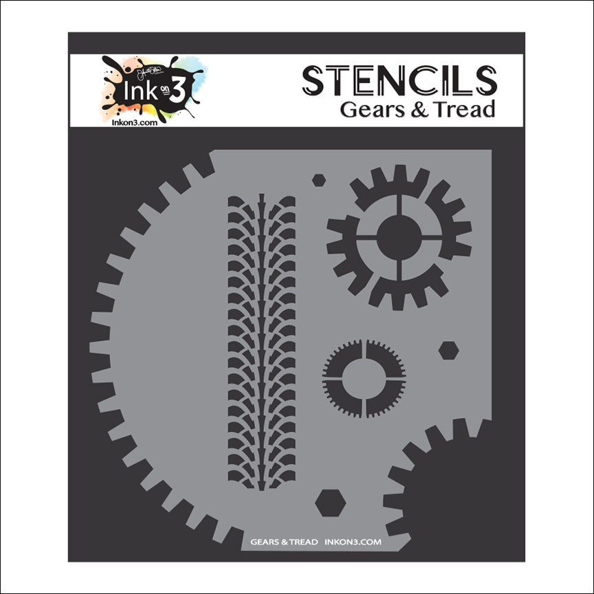 Inkon3 Gears And Tread 6x6 Stencil