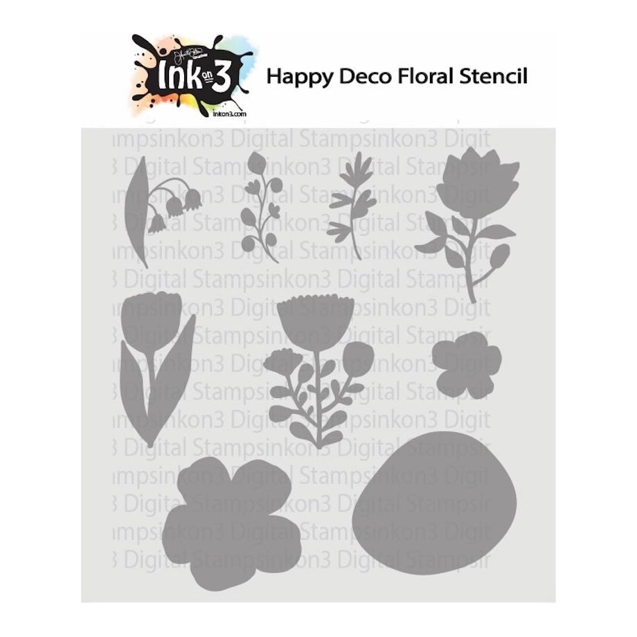 Inkon3 Happy Deco Floral Stencil