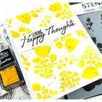 Inkon3 Happy Deco Floral Stencil happy thoughts