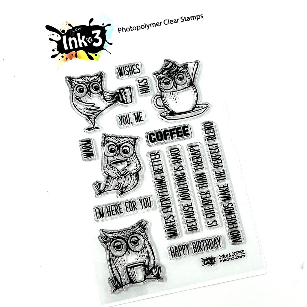 Inkon3 Owl and Coffee Clear Stamps