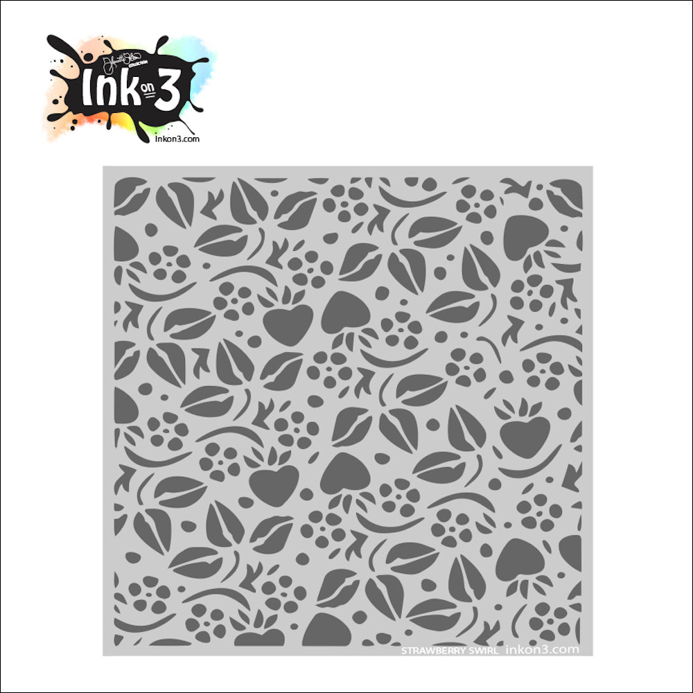Inkon3 Strawberry Swirl 6x6 Stencil